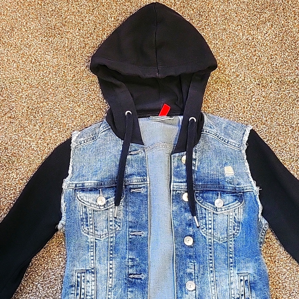 Denim and cotton warm up jacket
